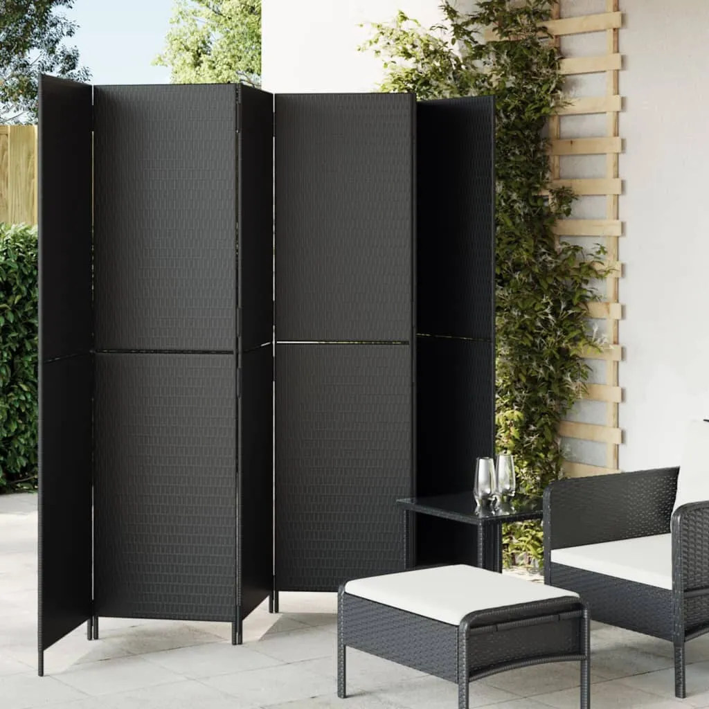 vidaXL Divisorio per Ambienti a 6 Pannelli Nero in Polyrattan