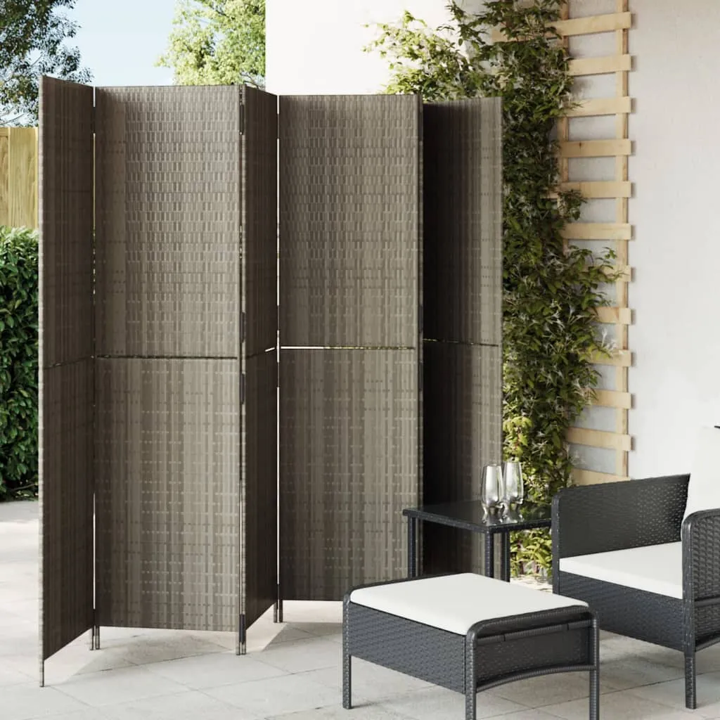 vidaXL Divisorio per Ambienti a 6 Pannelli Grigio in Polyrattan