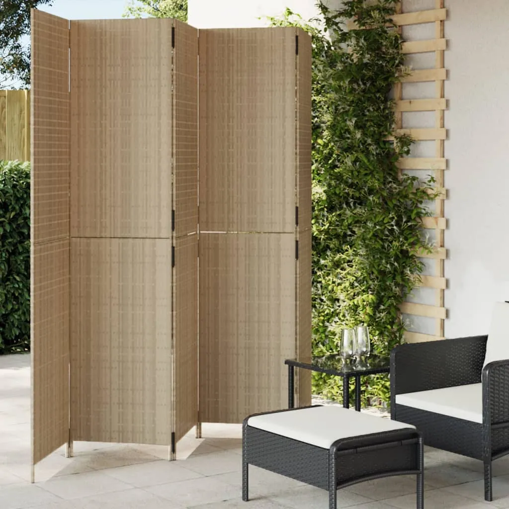 vidaXL Divisorio per Ambienti a 5 Pannelli Beige in Polyrattan