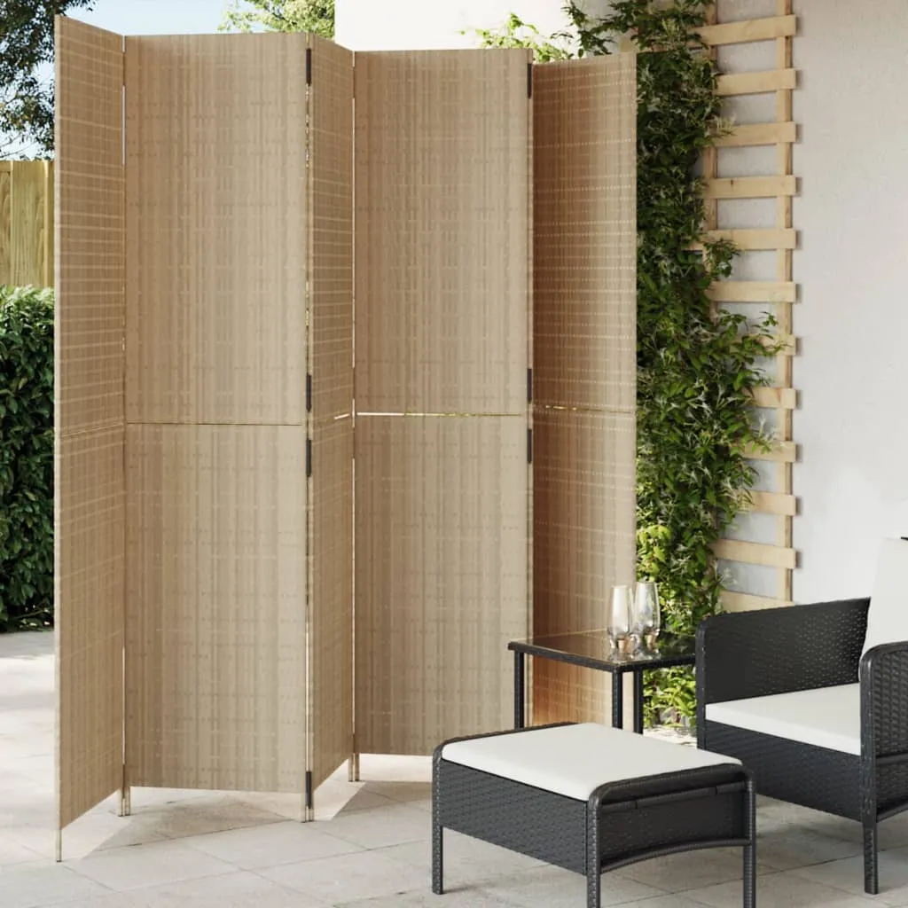 vidaXL Divisorio per Ambienti a 6 Pannelli Beige in Polyrattan