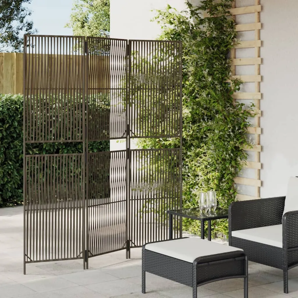 vidaXL Divisorio per Ambienti a 3 Pannelli Grigio in Polyrattan