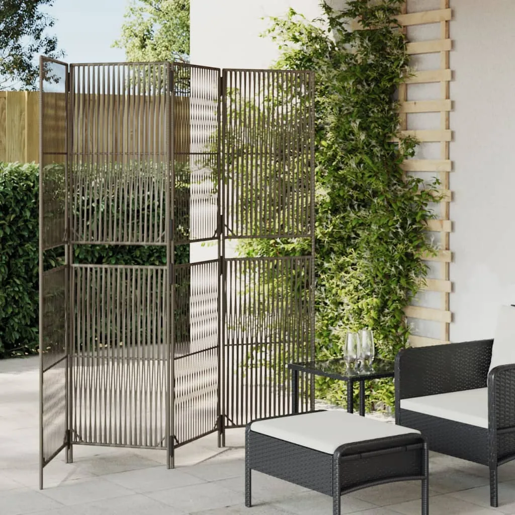 vidaXL Divisorio per Ambienti a 4 Pannelli Grigio in Polyrattan