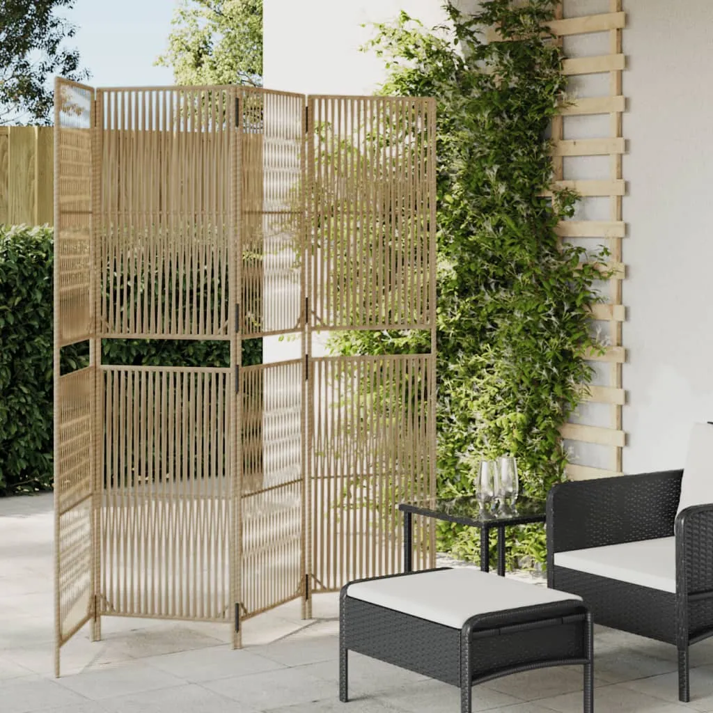 vidaXL Divisorio per Ambienti a 4 Pannelli Beige in Polyrattan