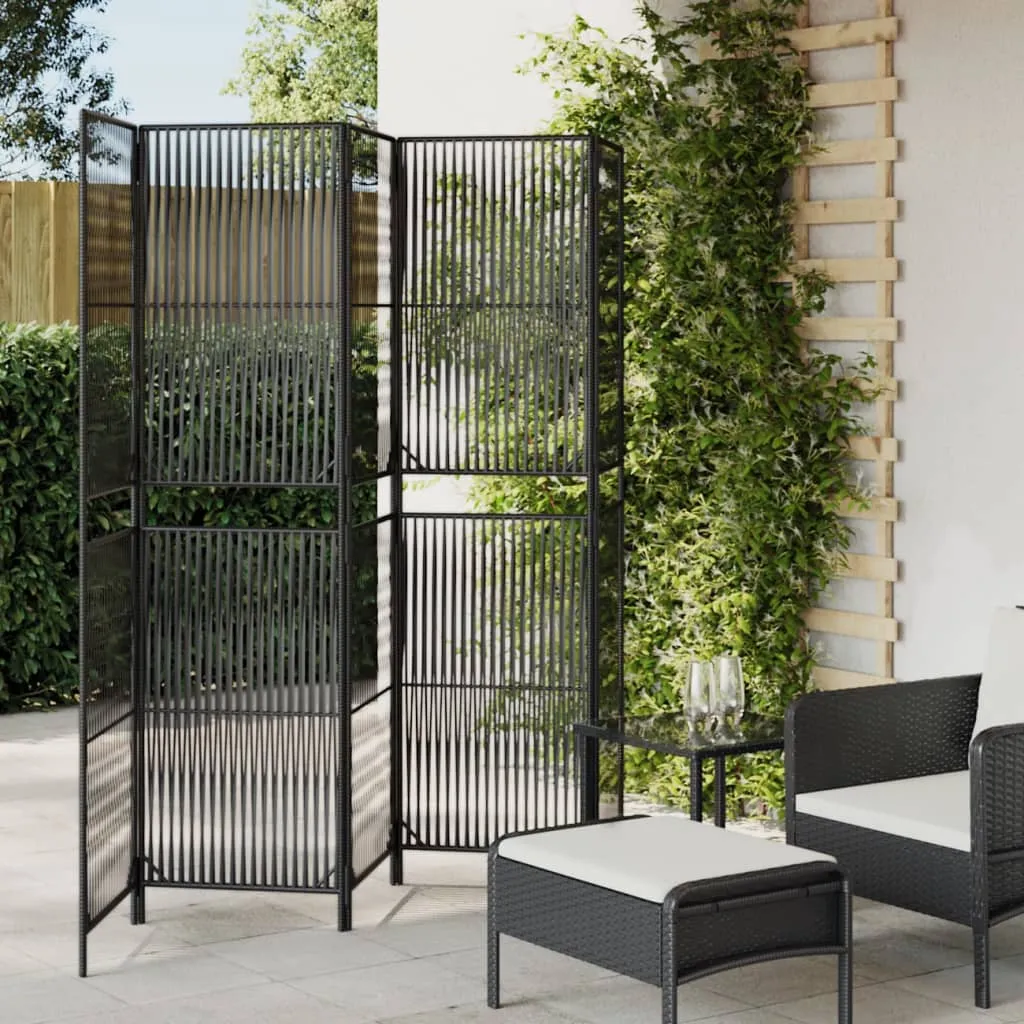 vidaXL Divisorio per Ambienti a 5 Pannelli Nero in Polyrattan