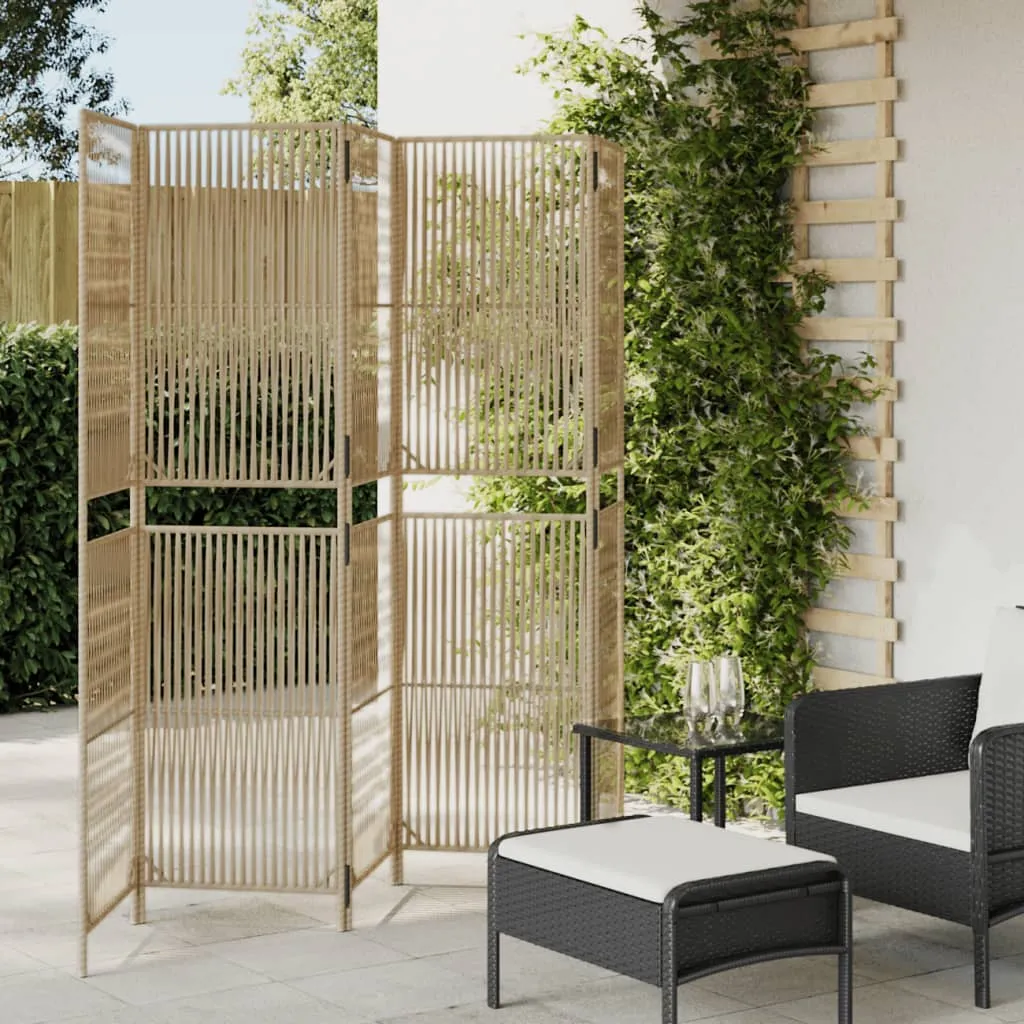 vidaXL Divisorio per Ambienti a 5 Pannelli Beige in Polyrattan