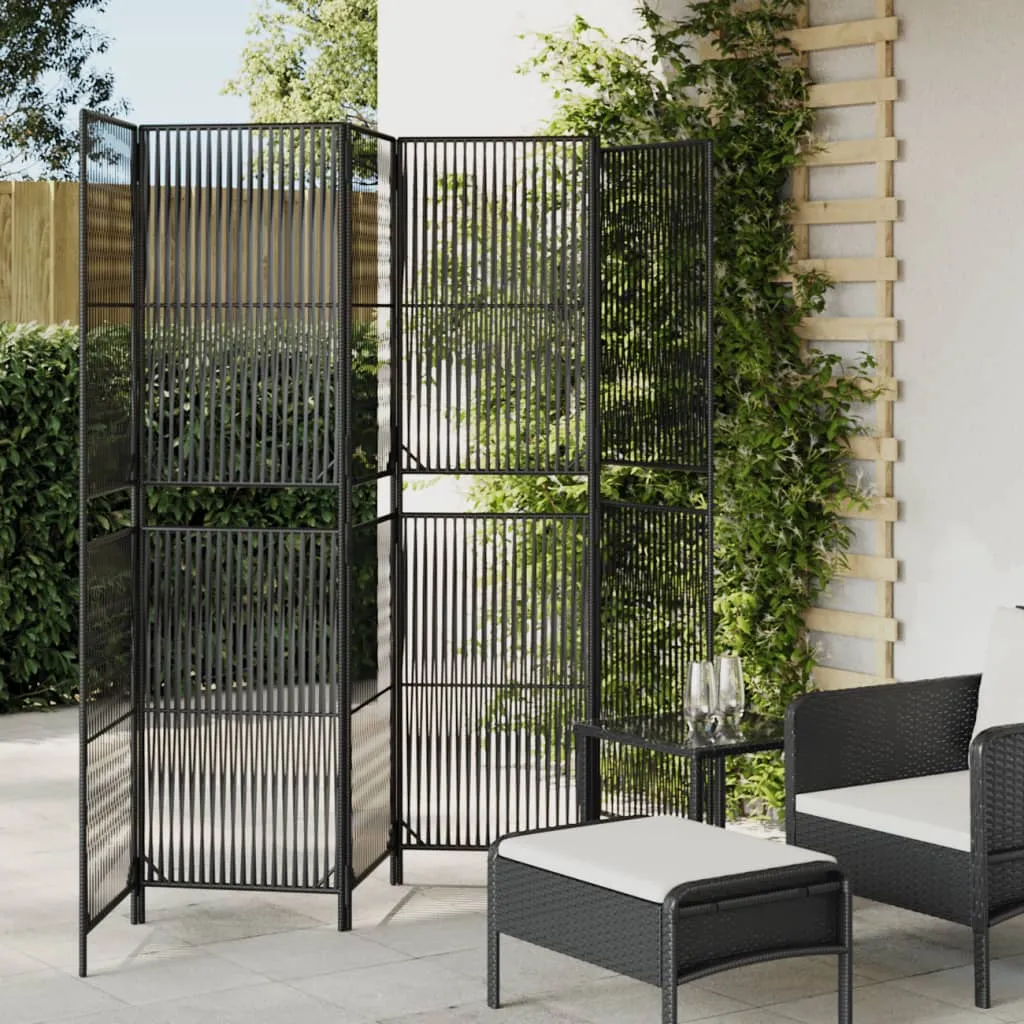 vidaXL Divisorio per Ambienti a 6 Pannelli Nero in Polyrattan