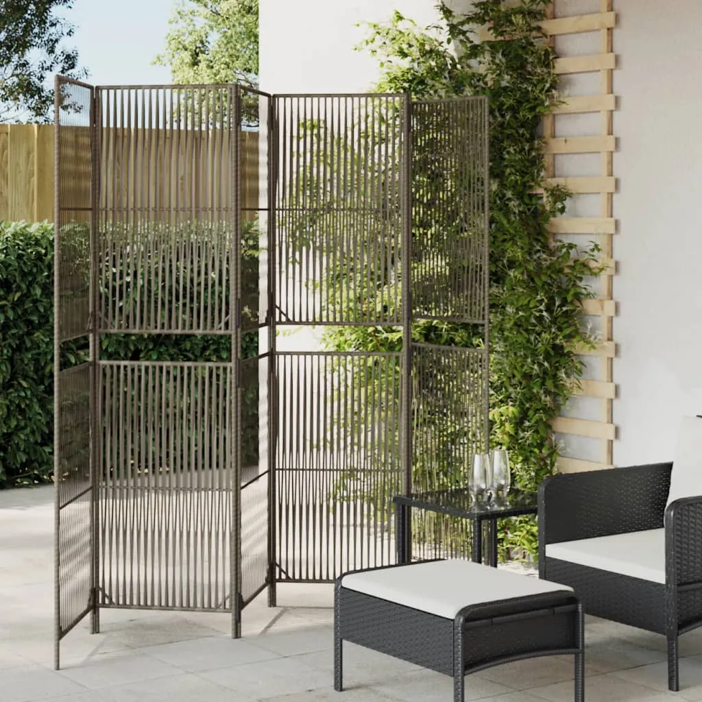 vidaXL Divisorio per Ambienti a 6 Pannelli Grigio in Polyrattan