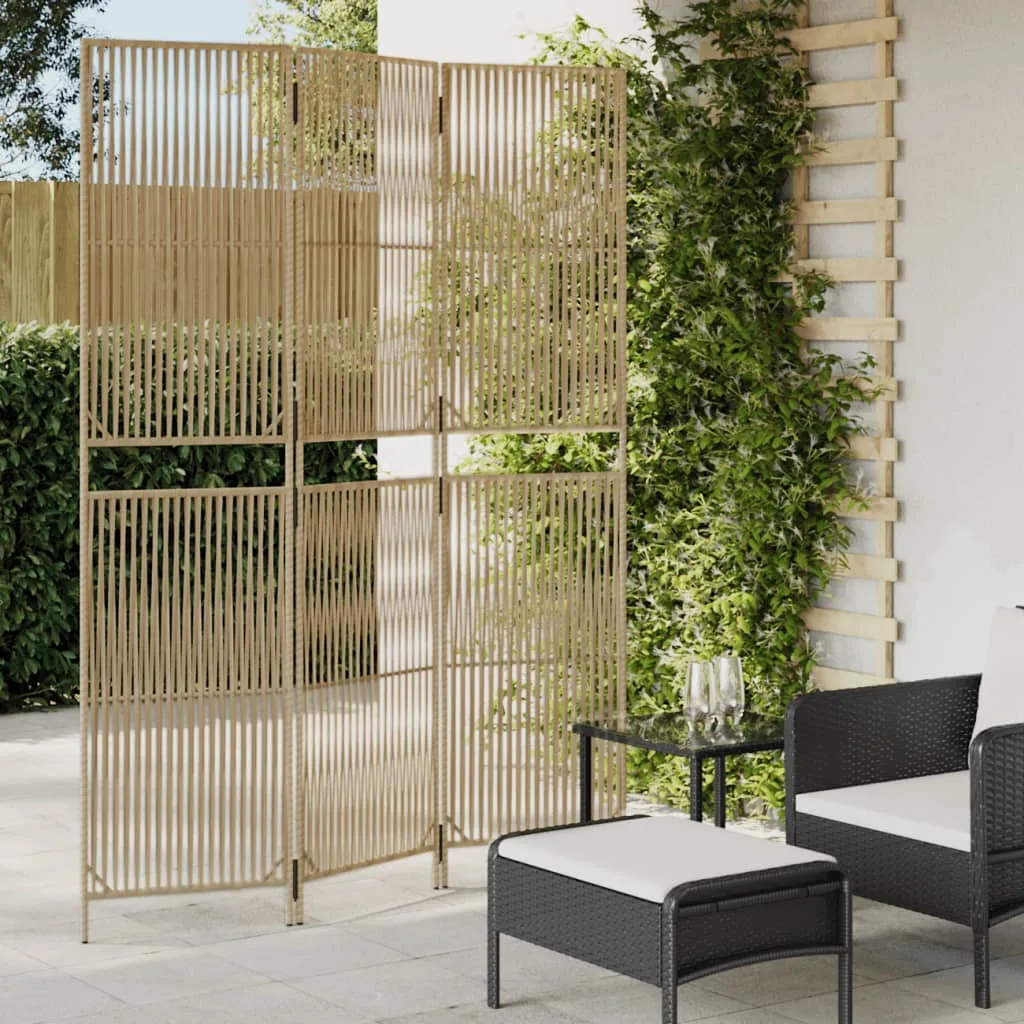 vidaXL Divisorio per Ambienti a 3 Pannelli Beige in Polyrattan