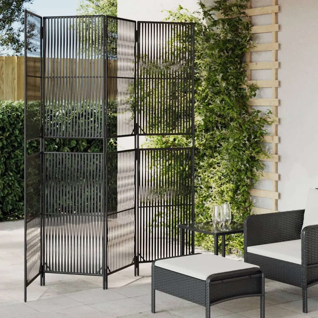 vidaXL Divisorio per Ambienti a 4 Pannelli Nero in Polyrattan