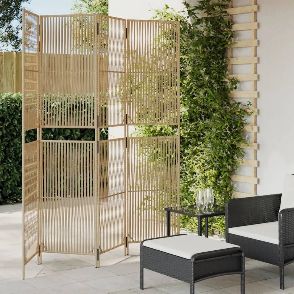 vidaXL Divisorio per Ambienti a 4 Pannelli Beige in Polyrattan