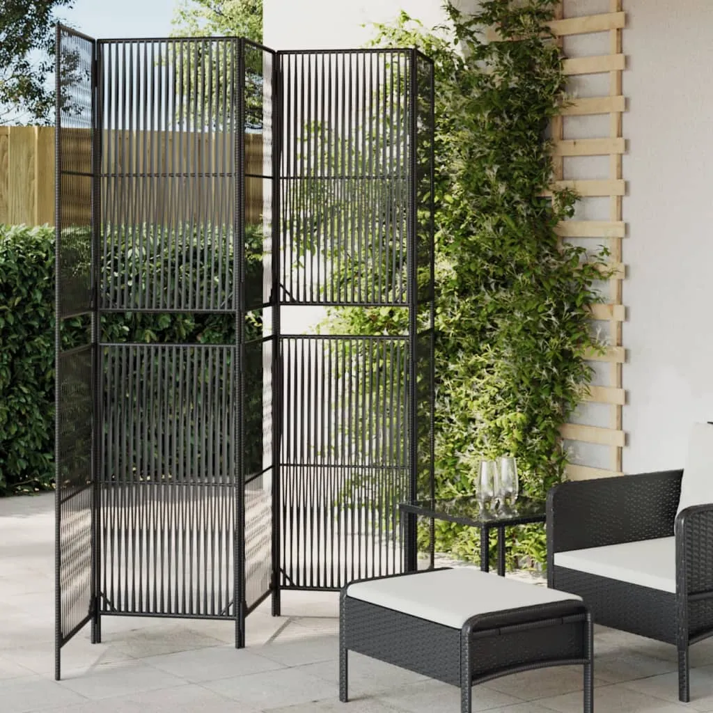 vidaXL Divisorio per Ambienti a 5 Pannelli Nero in Polyrattan