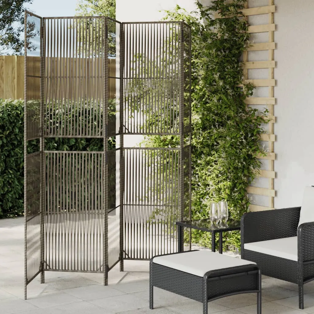 vidaXL Divisorio per Ambienti a 5 Pannelli Grigio in Polyrattan