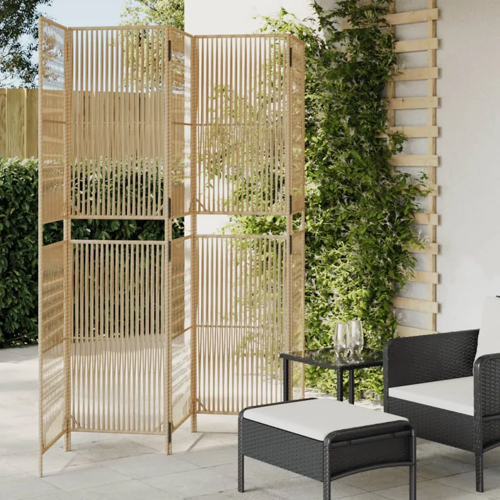 vidaXL Divisorio per Ambienti a 5 Pannelli Beige in Polyrattan