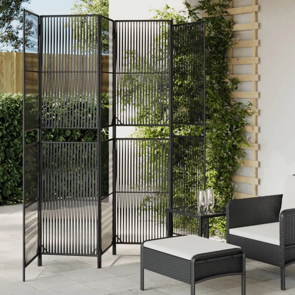 vidaXL Divisorio per Ambienti a 6 Pannelli Nero in Polyrattan