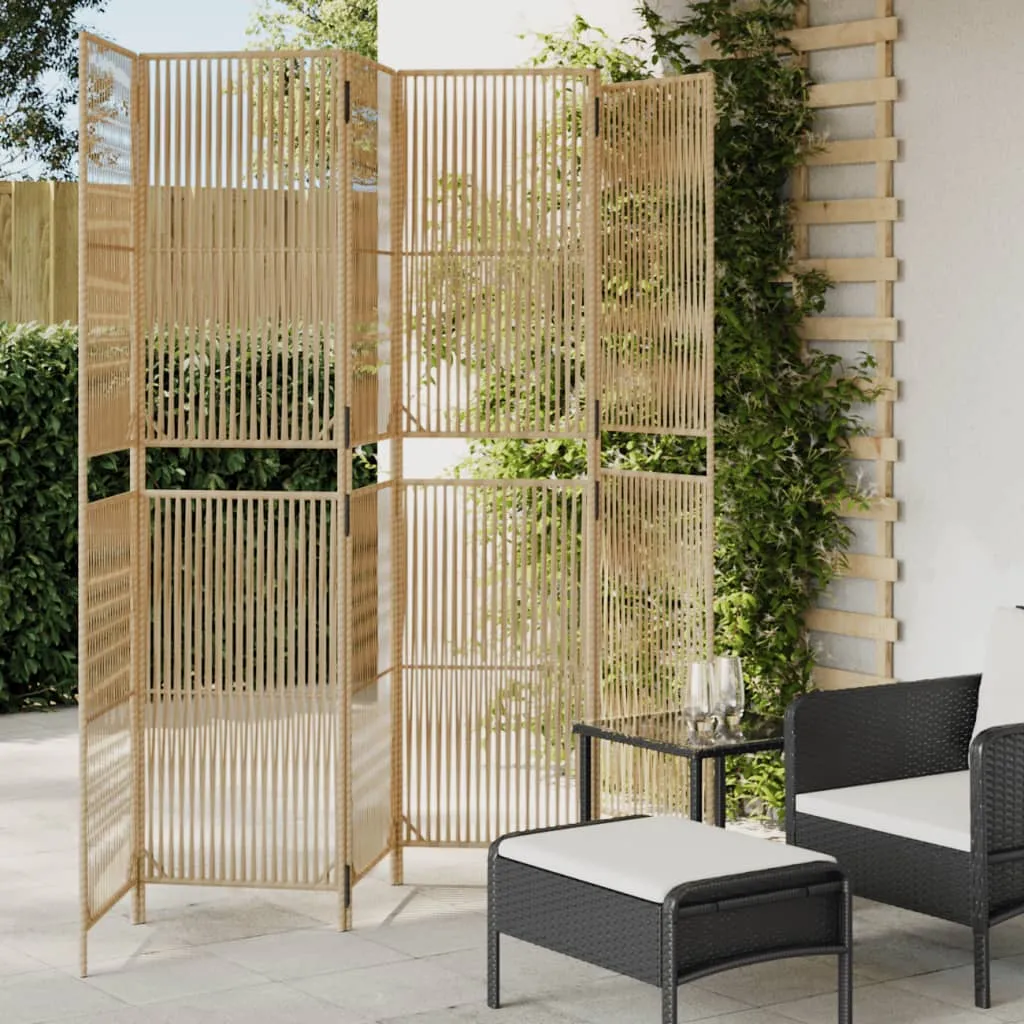 vidaXL Divisorio per Ambienti a 6 Pannelli Beige in Polyrattan