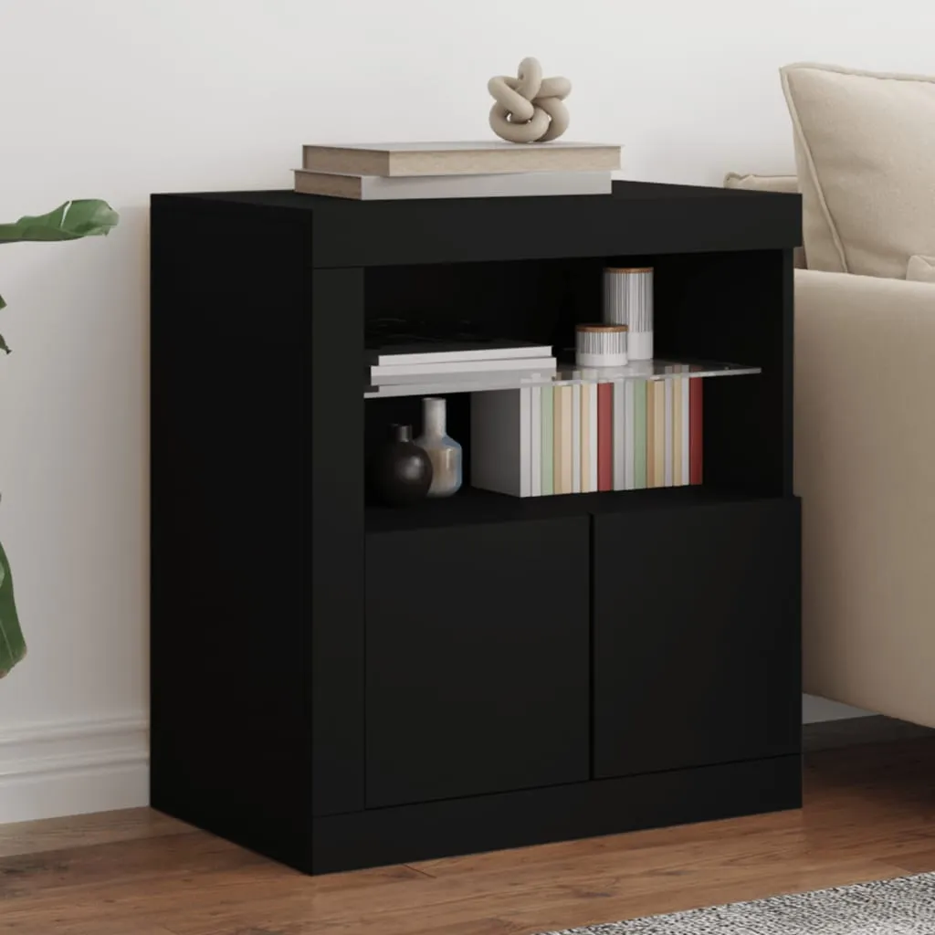 vidaXL Credenza con Luci LED Nera 60,5x37x67 cm