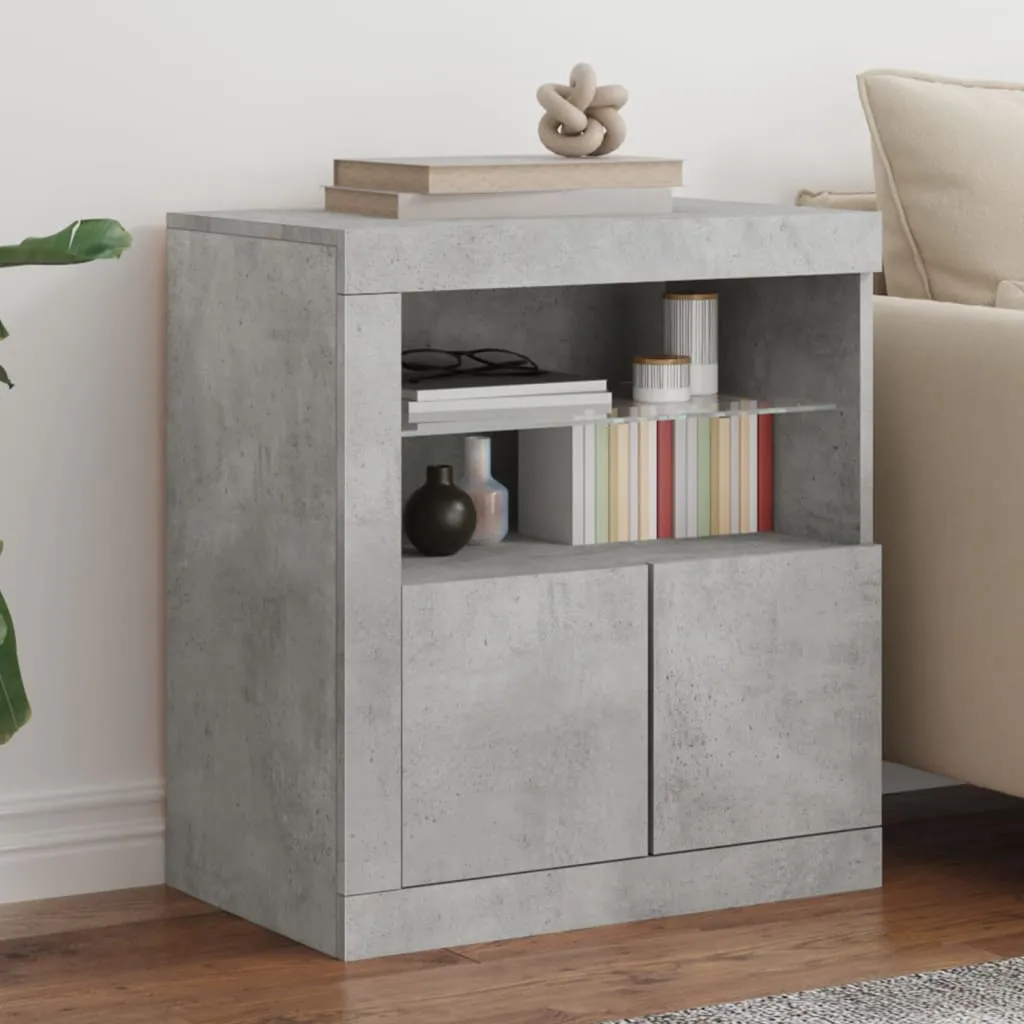 vidaXL Credenza con Luci LED Grigio Cemento 60,5x37x67 cm