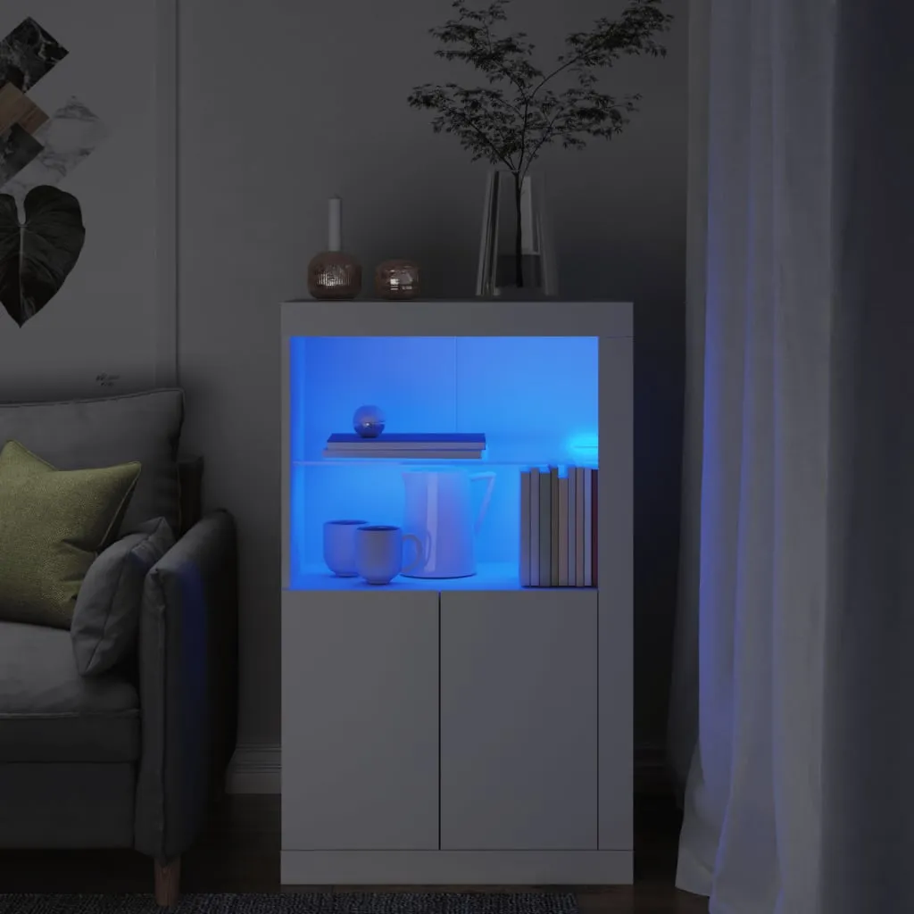 vidaXL Armadietto con Luci LED Bianco in Legno Multistrato