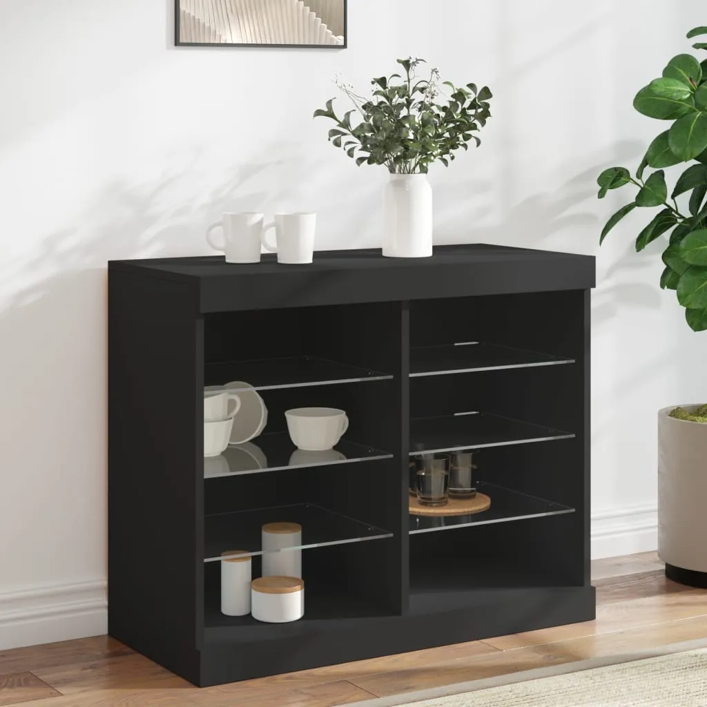 vidaXL Credenza con Luci LED Nera 81x37x67 cm