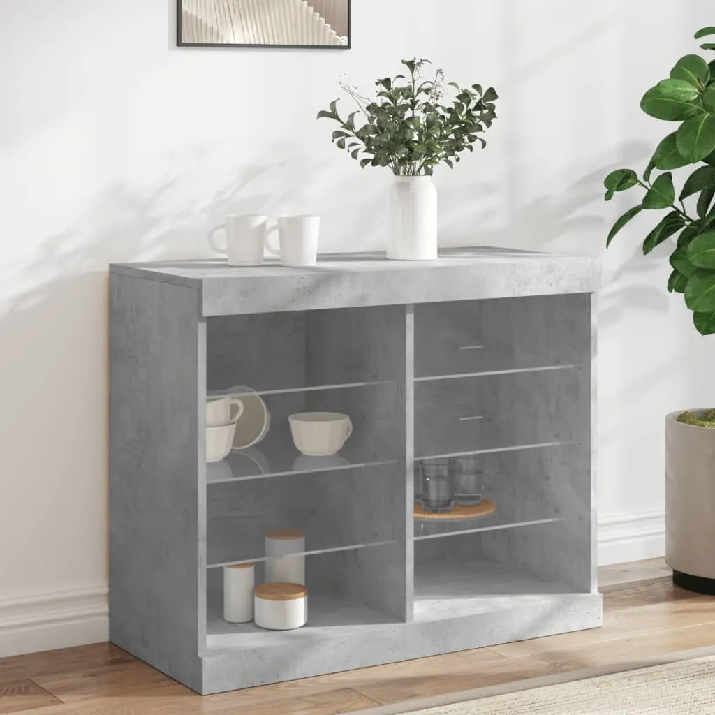 vidaXL Credenza con Luci LED Grigio Cemento 81x37x67 cm