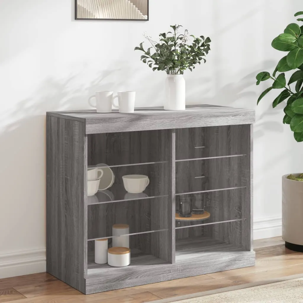 vidaXL Credenza con Luci LED Grigio Sonoma 81x37x67 cm