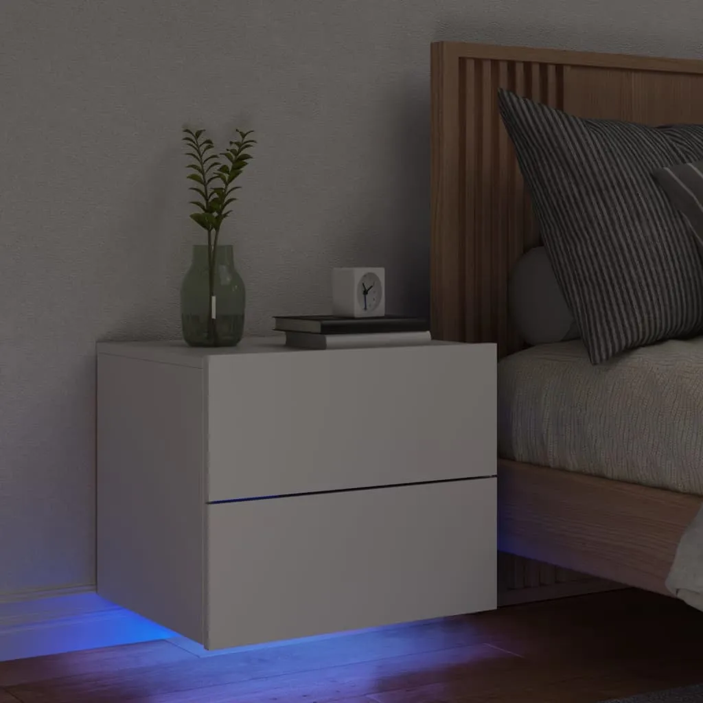 vidaXL Comodino a Parete con Luci LED Bianco