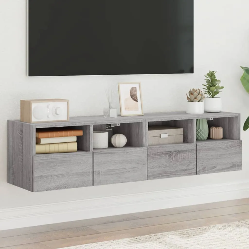 vidaXL Mobili TV Muro 2pz Grigio Sonoma 60x30x30 cm Legno Multistrato