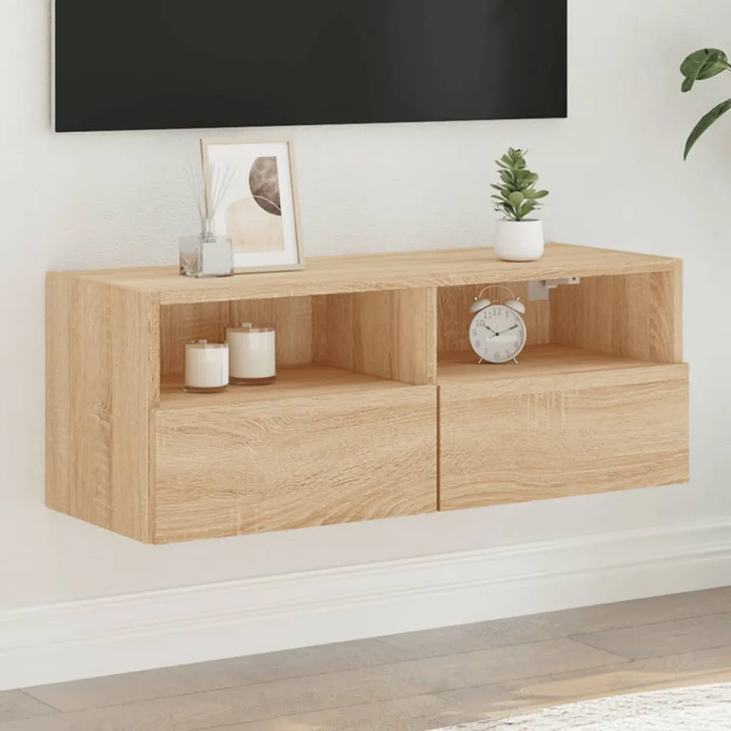 vidaXL Mobile TV a Parete Rovere Sonoma 80x30x30 cm Legno Multistrato