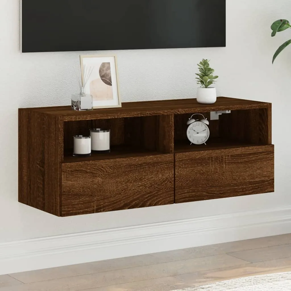 vidaXL Mobile TV a Parete Rovere Marrone 80x30x30 cm Legno Multistrato