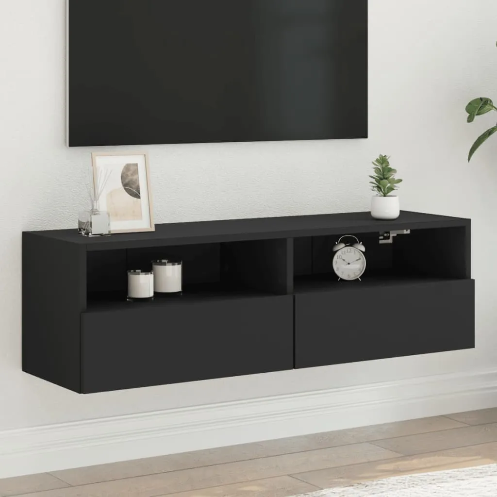 vidaXL Mobile TV a Parete Nero 100x30x30 cm in Legno Multistrato