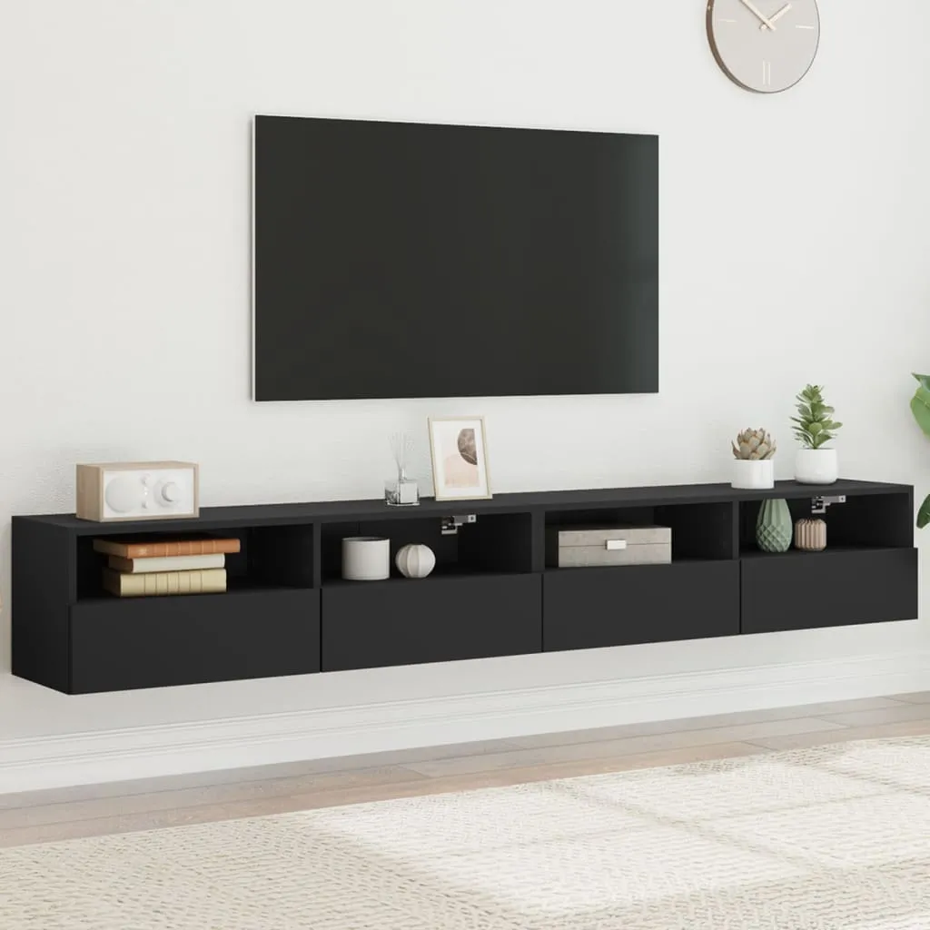 vidaXL Mobili TV a Parete 2pz Neri 100x30x30 cm in Legno Multistrato