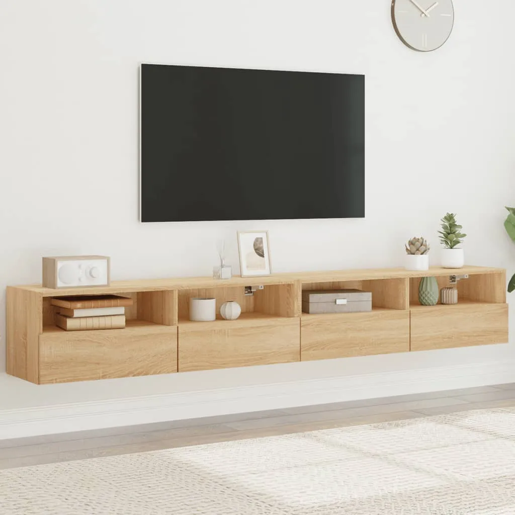 vidaXL Mobili TV Muro 2pz Rovere Sonoma 100x30x30 cm Legno Multistrato