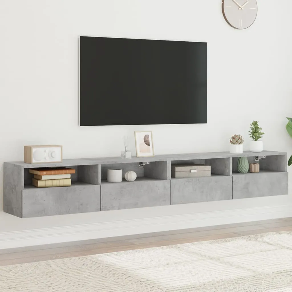 vidaXL Mobili TV Muro 2pz Grigio Cemento 100x30x30cm Legno Multistrato