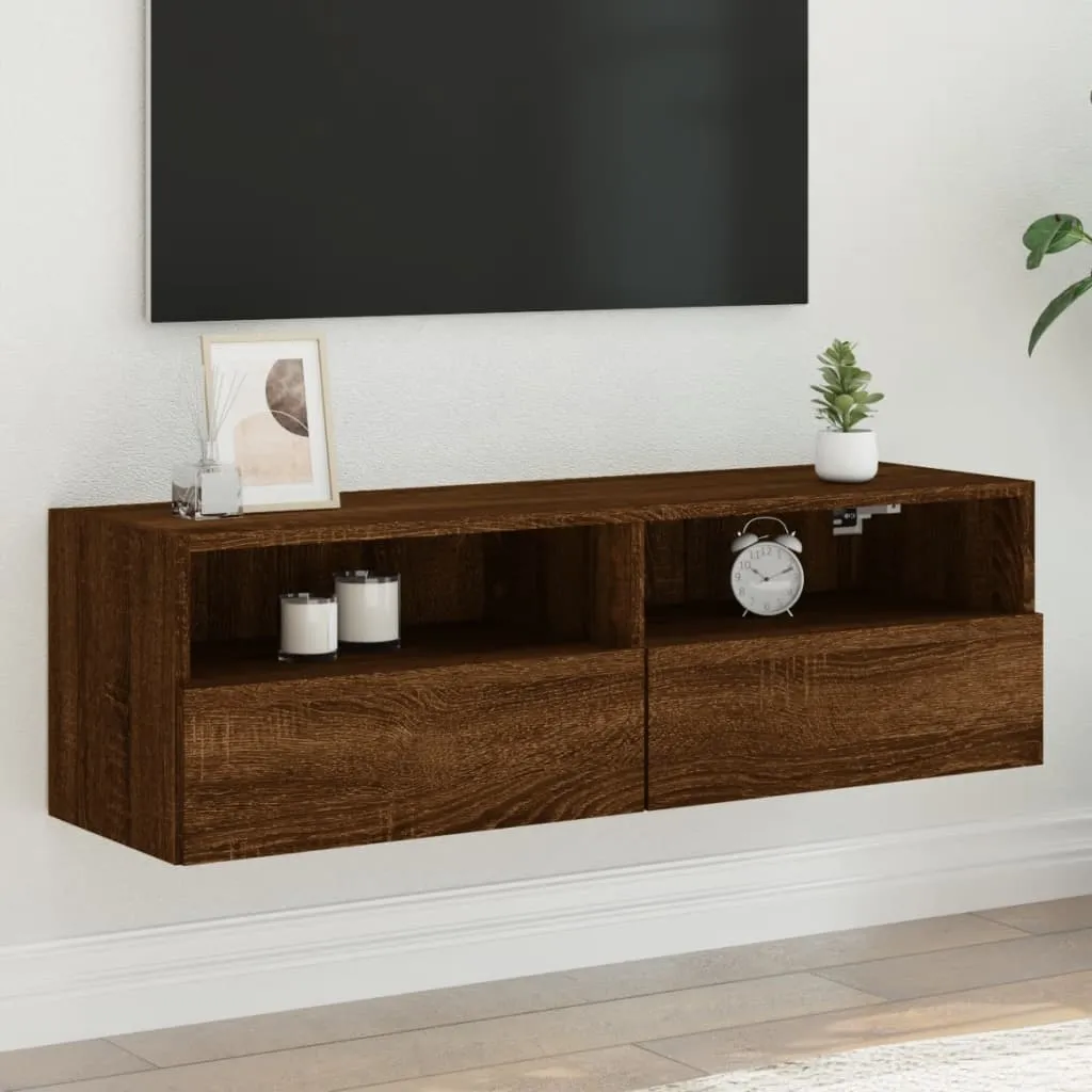 vidaXL Mobile TV a Parete Rovere Marrone 100x30x30cm Legno Multistrato