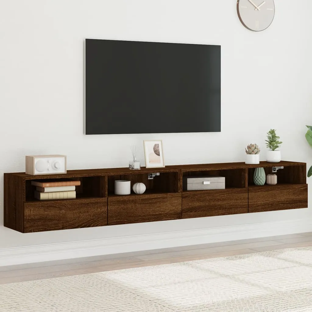 vidaXL Mobili TV Muro 2pz Rovere Marrone 100x30x30cm Legno Multistrato