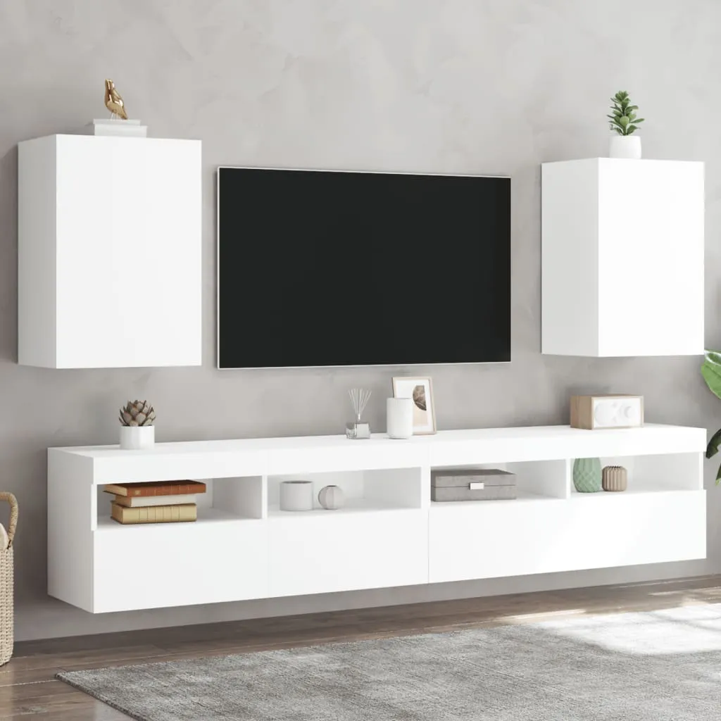 vidaXL Mobili TV a Parete 2pz Bianchi 40,5x30x60 cm Legno Multistrato