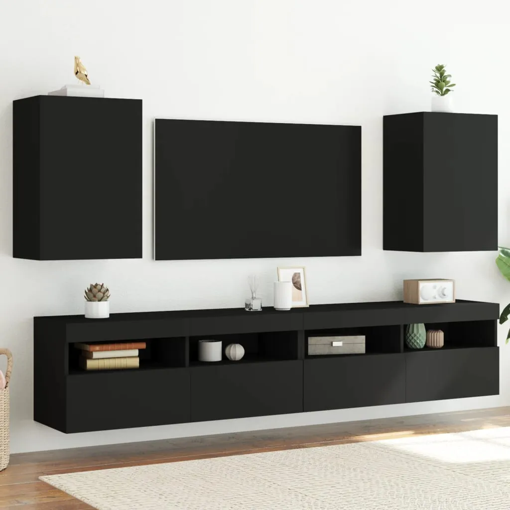 vidaXL Mobili TV a Parete 2pz Neri 40,5x30x60 cm in Legno Multistrato