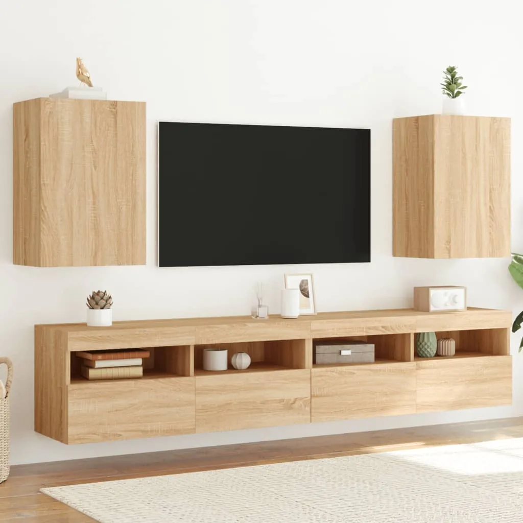 vidaXL Mobili TV Muro 2pz Rovere Sonoma 40,5x30x60cm Legno Multistrato