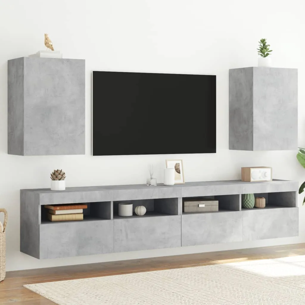 vidaXL Mobili TV Muro 2pz Grigio Cemento 40,5x30x60 Legno Multistrato