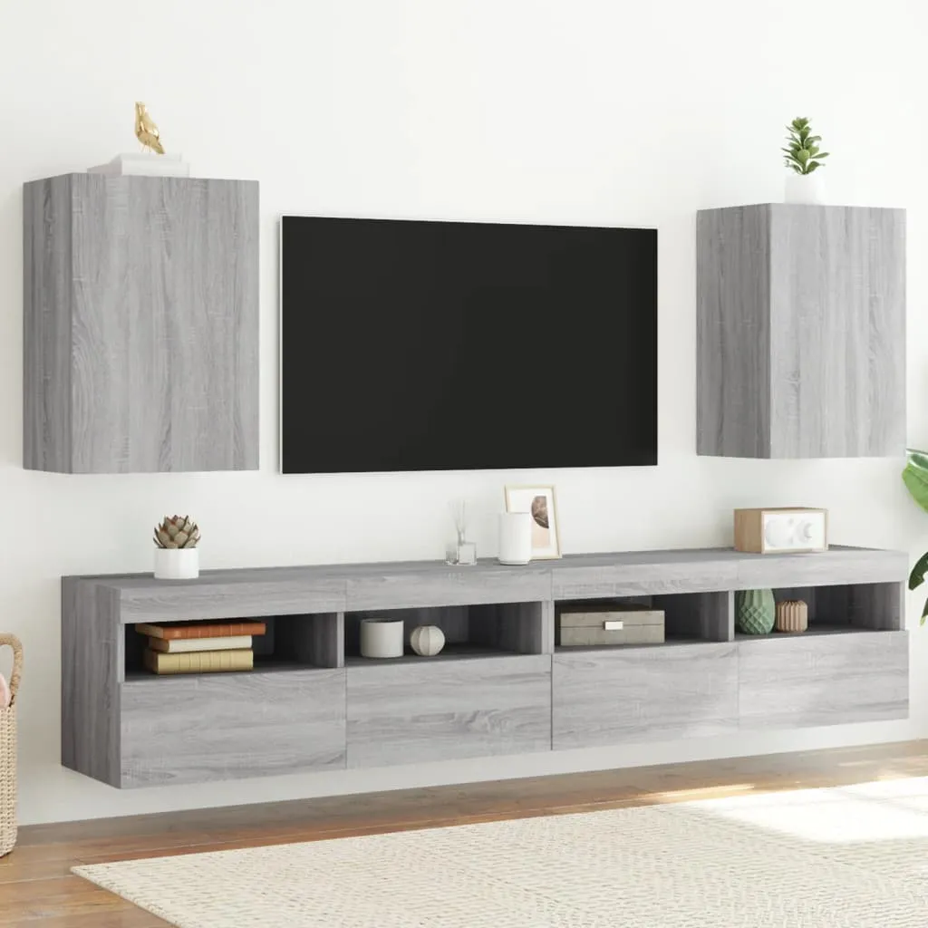 vidaXL Mobili TV Muro 2pz Grigio Sonoma 40,5x30x60cm Legno Multistrato