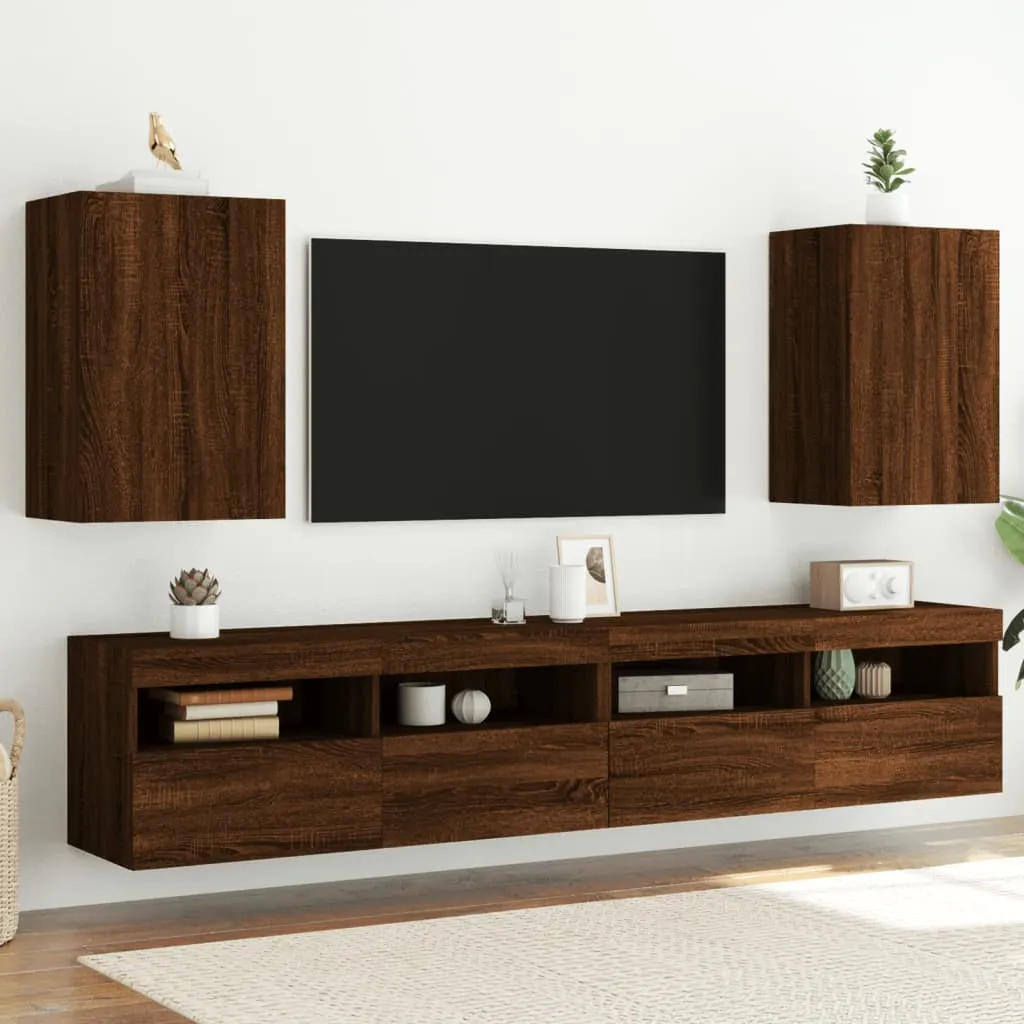 vidaXL Mobili TV Muro 2 pz Rovere Marrone 40,5x30x60 Legno Multistrato