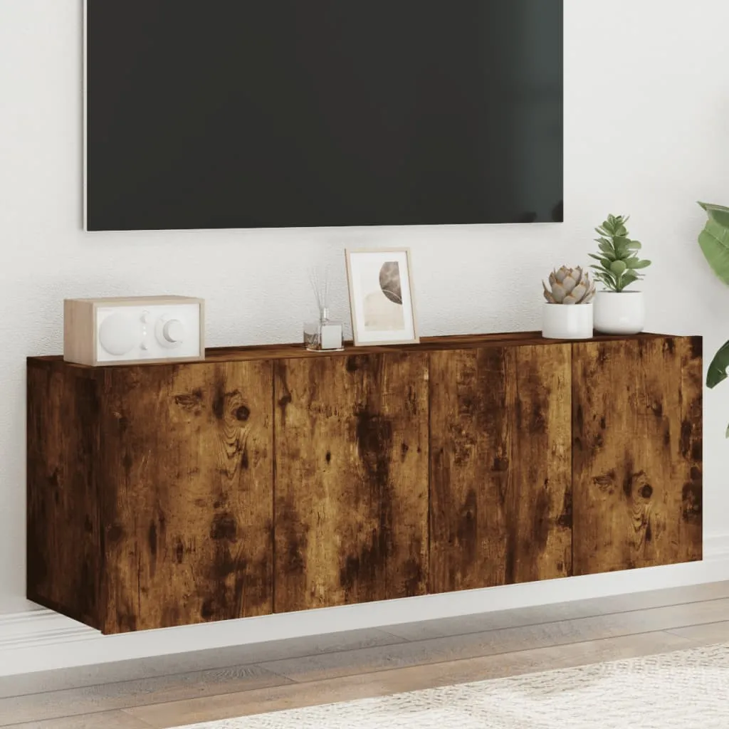 vidaXL Mobili TV a Parete 2pz Rovere Fumo 60x30x41 cm