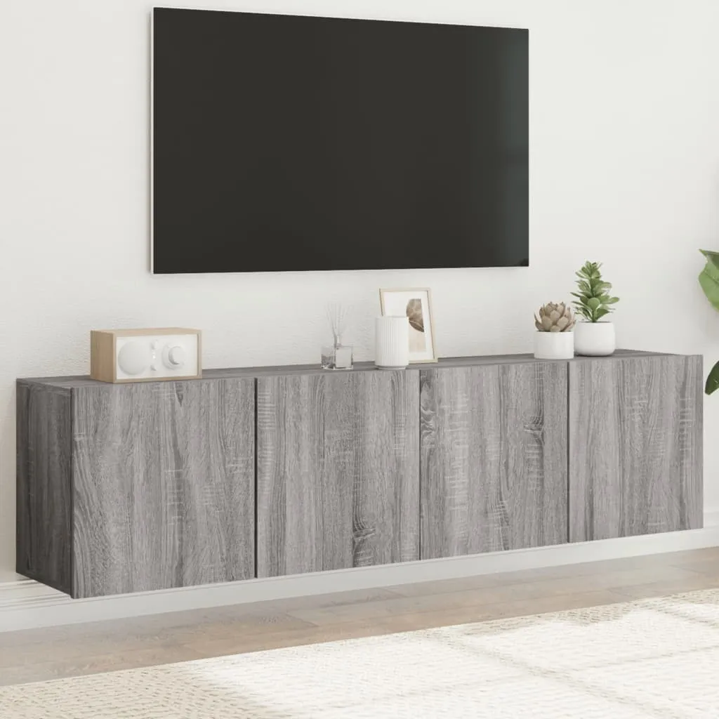 vidaXL Mobili TV a Parete 2pz Grigio Sonoma 80x30x41 cm