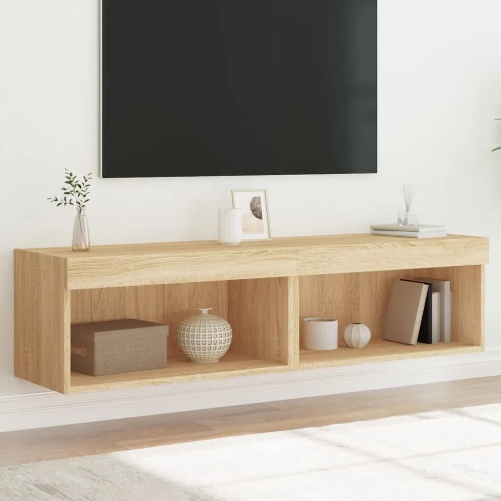 vidaXL Mobili TV con Luci LED 2pz Rovere Sonoma 60x30x30 cm