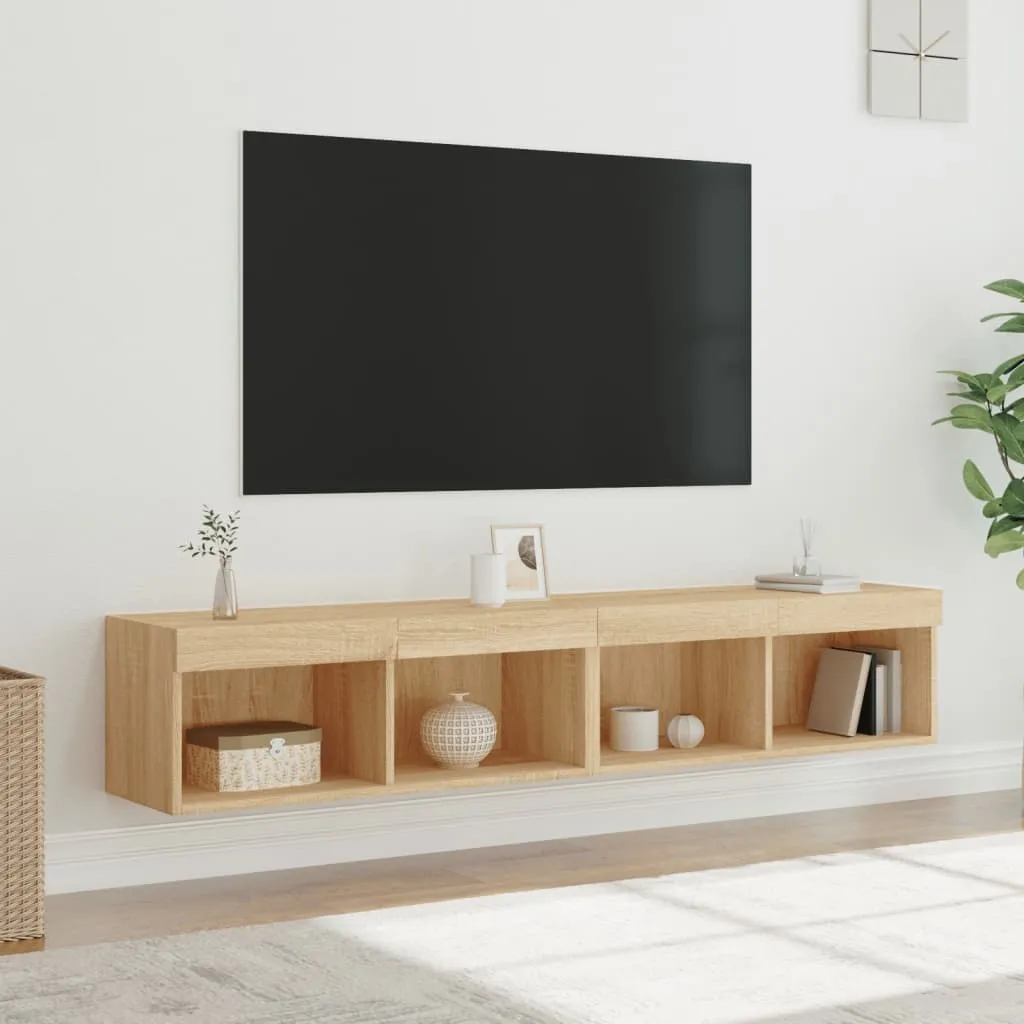 vidaXL Mobili TV con Luci LED 2pz Rovere Sonoma 80x30x30 cm