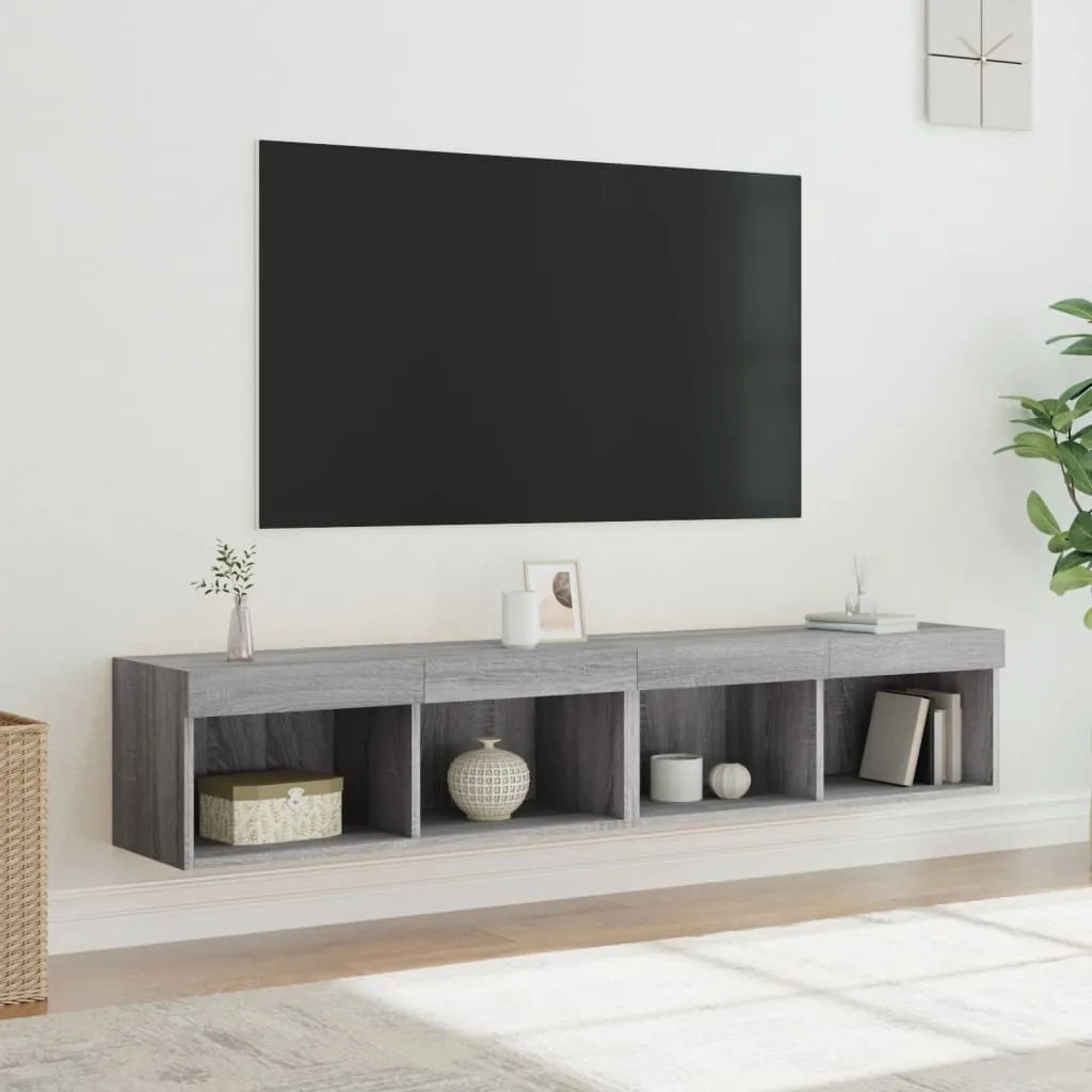 vidaXL Mobili Porta TV con Luci LED 2 pz Grigio Sonoma 80x30x30 cm