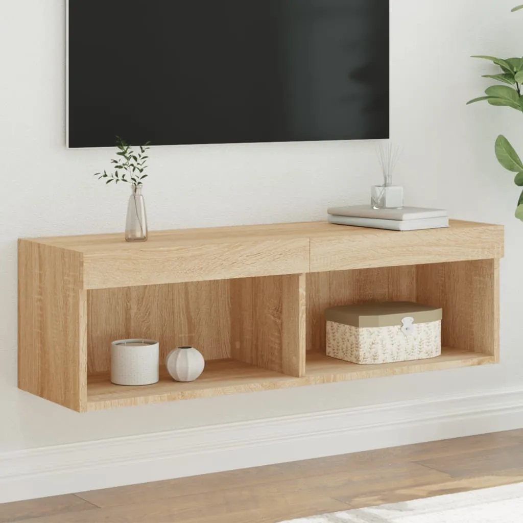 vidaXL Mobile Porta TV con Luci LED Rovere Sonoma 100x30x30 cm