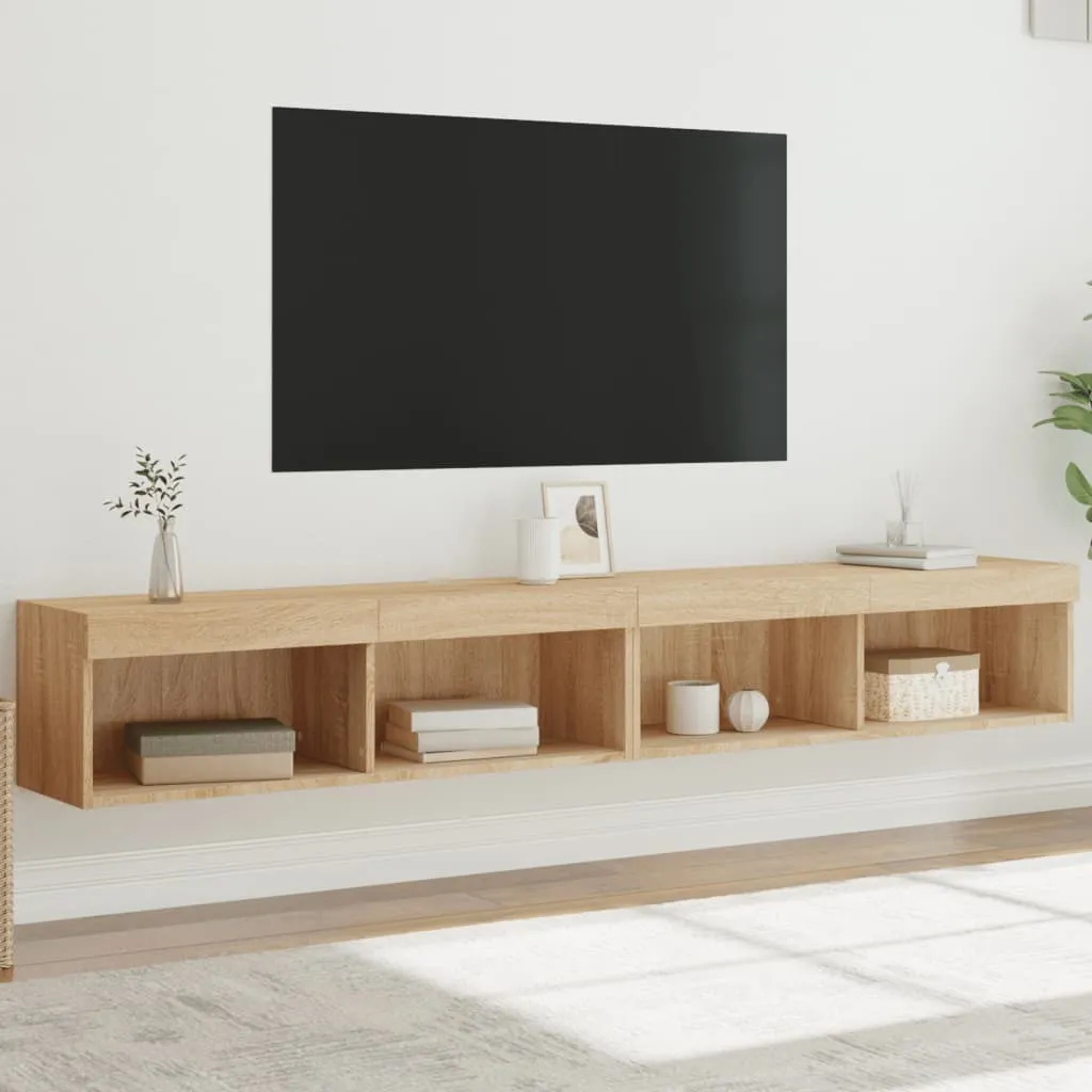 vidaXL Mobili TV con Luci LED 2pz Rovere Sonoma 100x30x30 cm