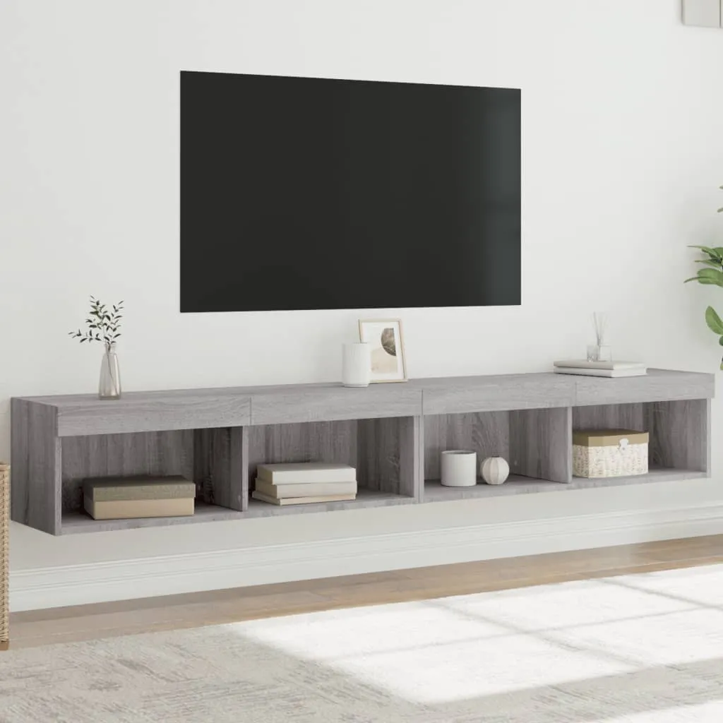 vidaXL Mobili TV con Luci LED 2pz Grigio Sonoma 100x30x30 cm