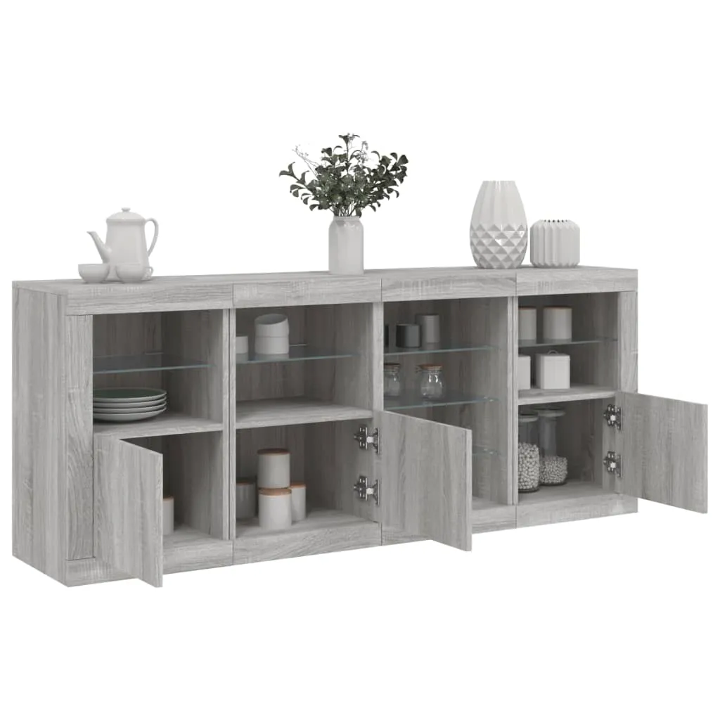 vidaXL Credenza con Luci LED Grigio Sonoma 164x37x67 cm